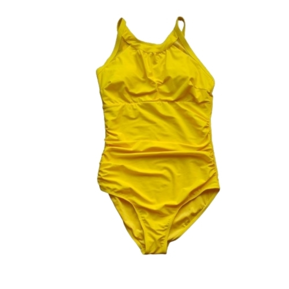 NWT Ruched One‑Piece Swimsuit Medium Yellow Tummy‎ Control
